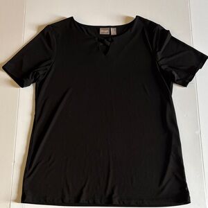 Chico's Black Short Sleeve Top with Twist Keyhole Neck